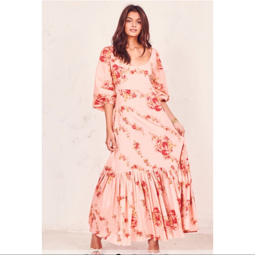 LoveShackFancy Colby Dress in Pink Lemonade NWT 0